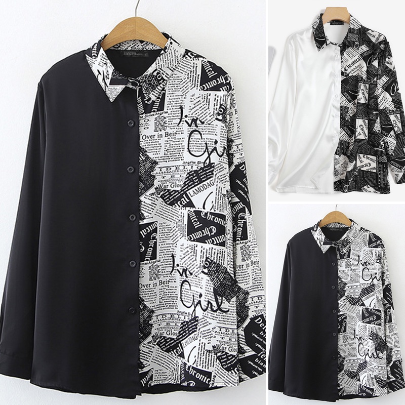 Áo Zanzea dài tay cổ tròn thời trang Châu Âu dành cho nữ