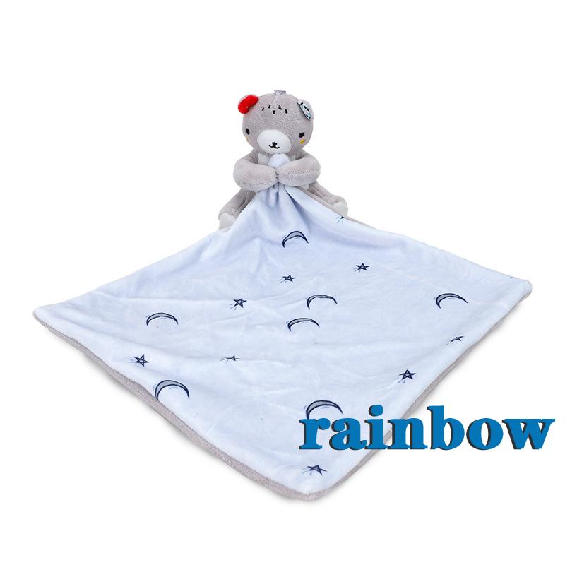 RAINBOW-Baby Security Blanket Baby Cute Animal Soothing Towel Doll Newborn Nibble Sleep Toys Snuggle Blankets