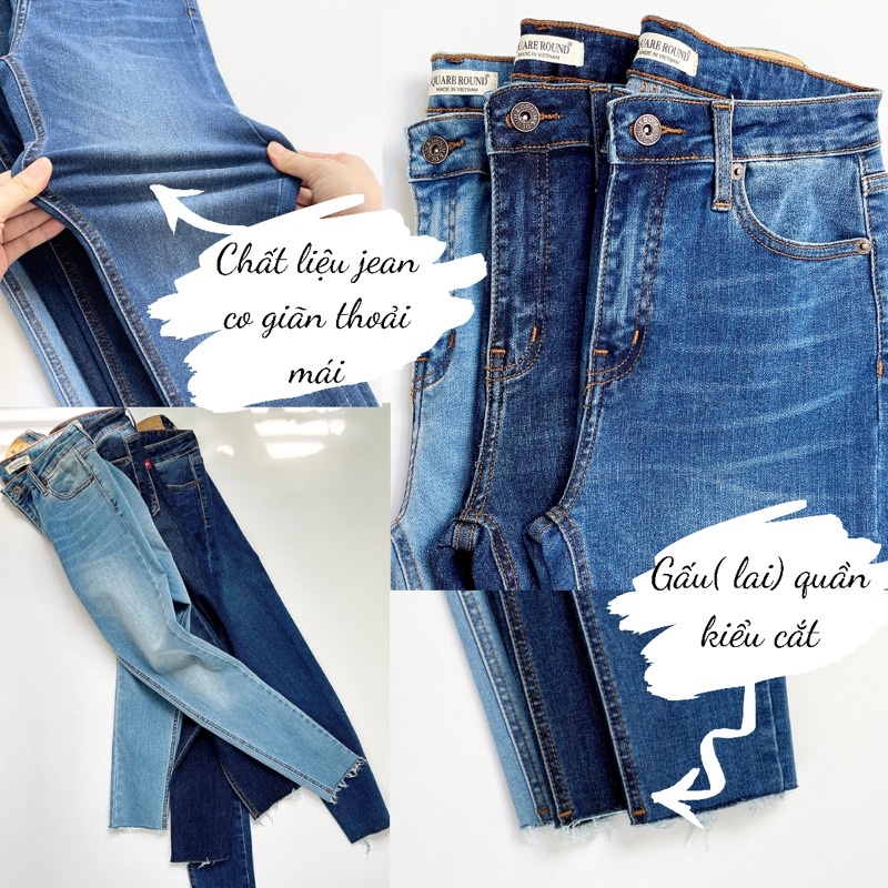 Quần jean nữ cao cấp NPSHOP lưng cao siêu co giãn, quần bò nữ ống bó skinny jeans bigsize