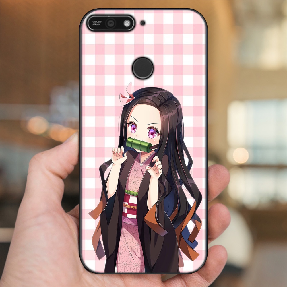 Ốp lưng Huawei Y6 Prime viền đen in hình Nezuko Kimetsu no Yaiba