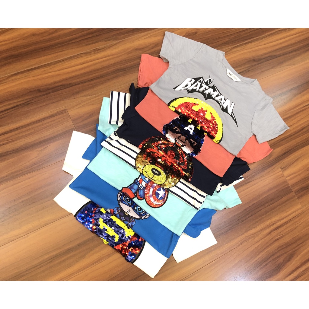 ÁO THUN KIM SA NHIỀU MẪU CHO BÉ TRAI 3-10T