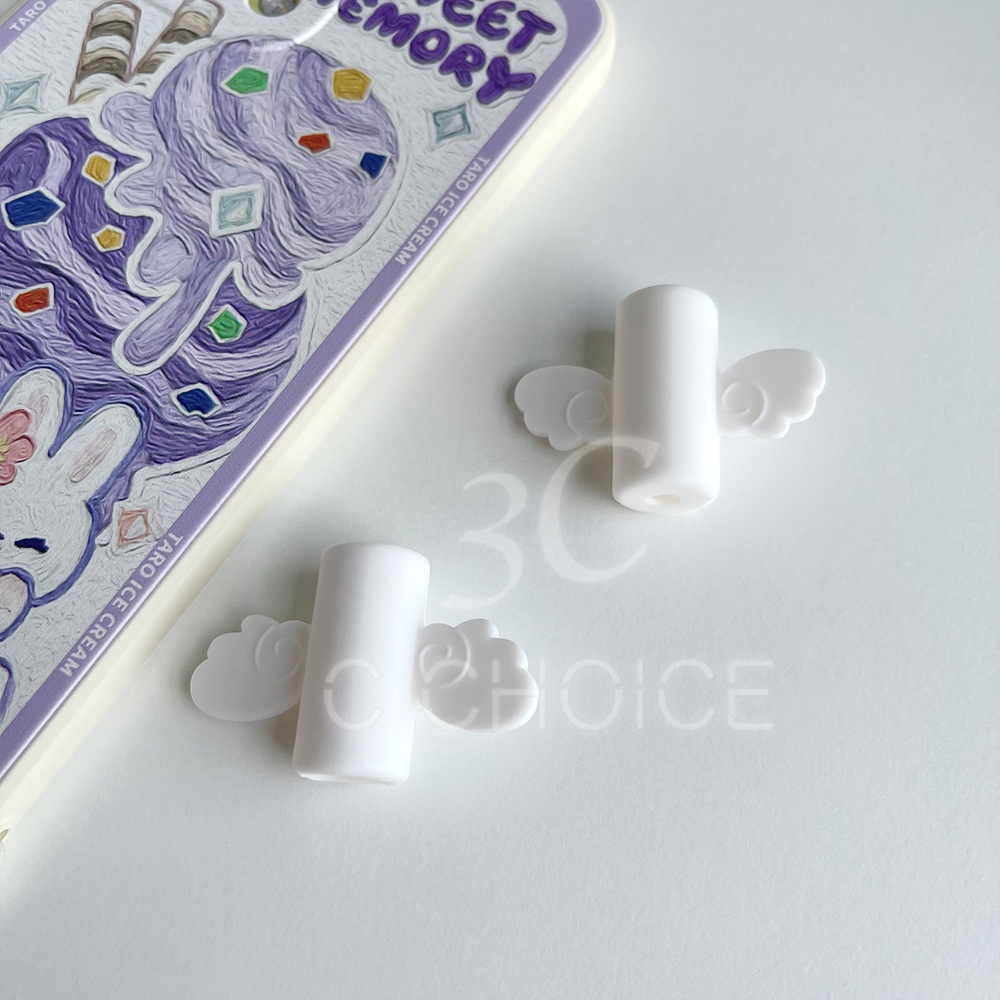 Phụ kiện bọc bảo vệ đầu dây cáp sạc kiểu đôi cánh thiên thần đáng yêu thích hợp cho iPhone thiết bị Type C laptop