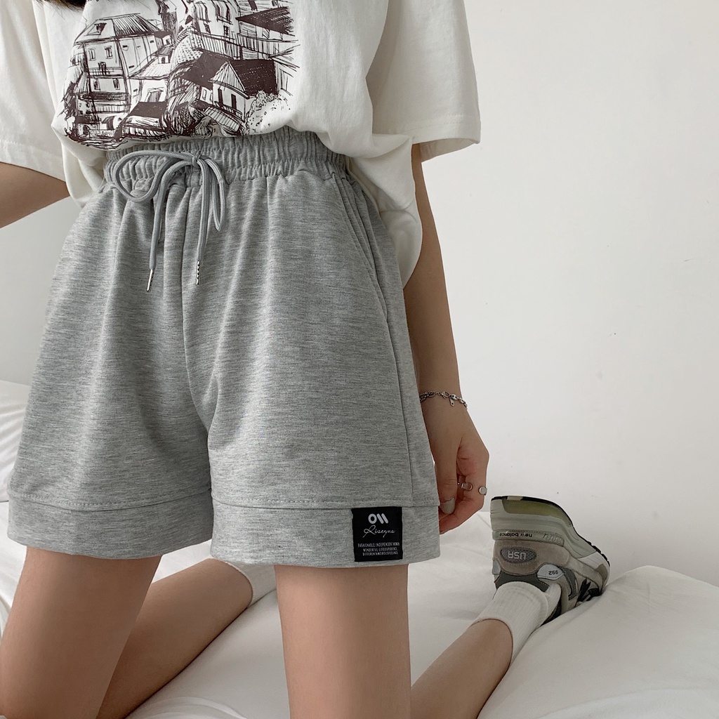 Quần Short Thể Thao Lưng Thun Ống Rộng Phong Cách Hàn Quốc Dành Cho Nữ