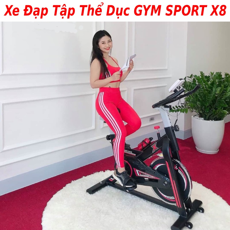 Xe đạp tập thể dục tại nhà toshiko x8 tặng thêm má phanh đồng hồ chỉ số bình nước đo nhịp tim bảo hành xe đạp 3 năm