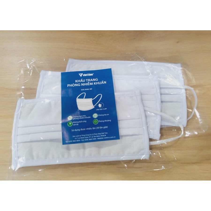 SET 3 CÁI KHẨU TRANG VẢI KHÁNG KHUẨN VIỆT TIẾN ( 3 LỚP )