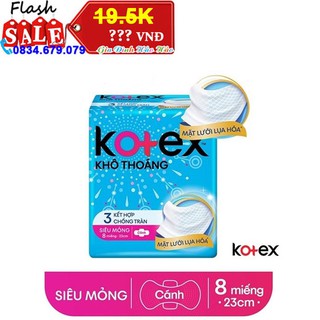 Băng Vệ Sinh Kotex Khô Thoáng Lưới Siêu Thấm - BVS Siêu Mỏng Cánh 8 Miếng