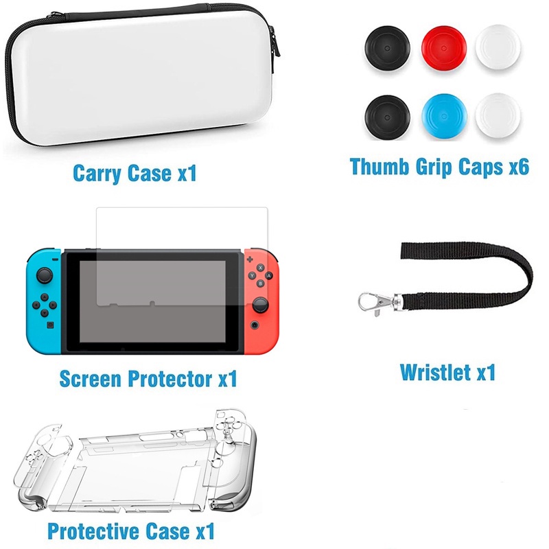 Túi Đựng Máy Chơi Game Nintendo Switch Kèm Tấm Bảo Vệ Màn Hình 9 Trong 1 + 6 Nút Bấm