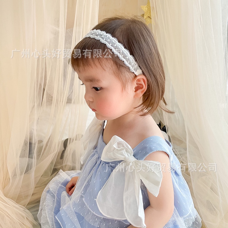 Băng đô turban dây mảnh màu trắng phong cách Hàn quốc xinh xắn cho bé gái