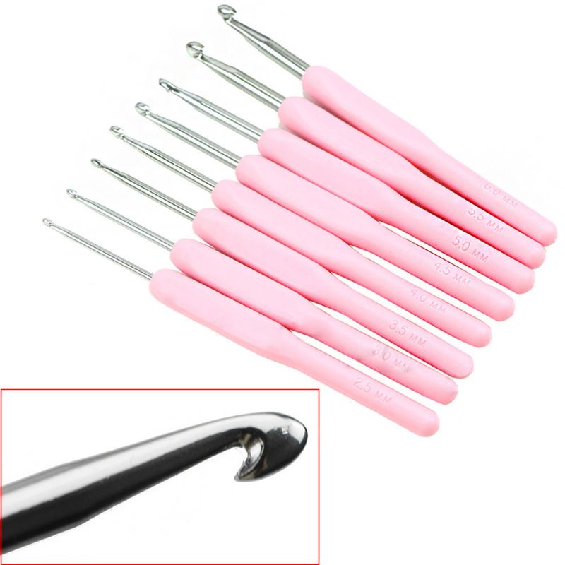 Set 16 Kim Móc Len Tay Cầm Mềm Bằng Nhôm Có Khóa Kéo