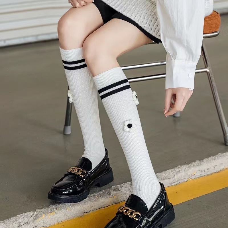 Vớ Nữ Cổ Cao Có Họa Tiết Hoa Nhỏ Phong Cách Hàn Quốc Mới