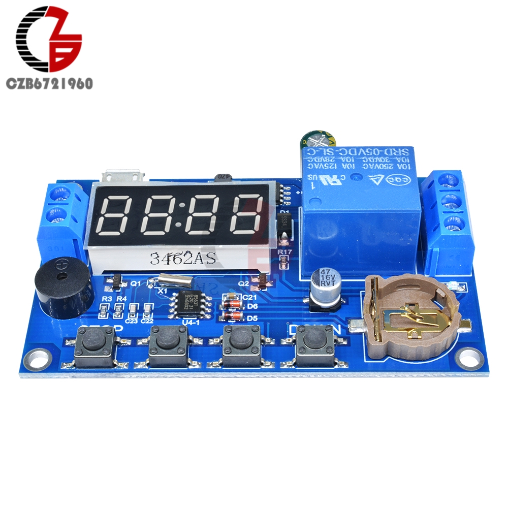 Real Time Delay Relay Module Timer Control Switch Timing Delay Relay with Buzzer Alarm DC 12V 24V