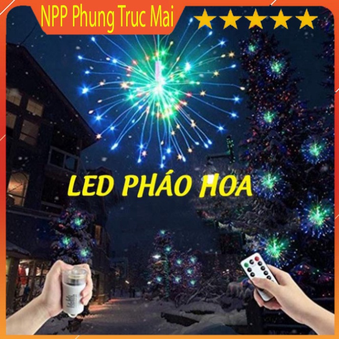 Đèn led pháo hoa có điều khiển trang trí ngày tết chùm 35 dây, 8 hiệu ứng nháy l Chùm đèn led trang trí tết 2022