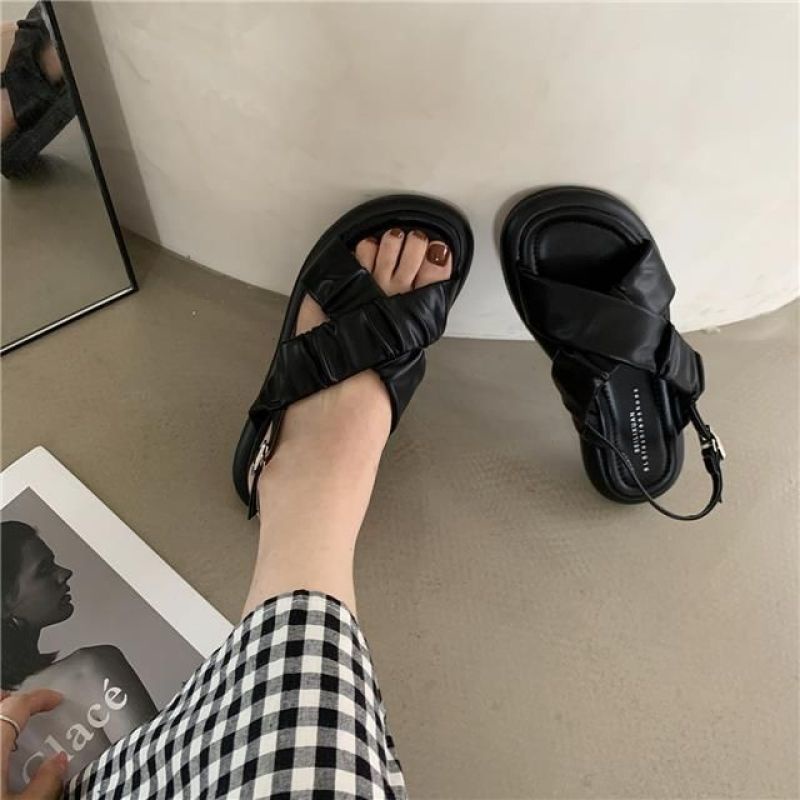Xăng đan Đế Bằng Quai Chéo Thiết Kế Dễ Thương Cho Nữ