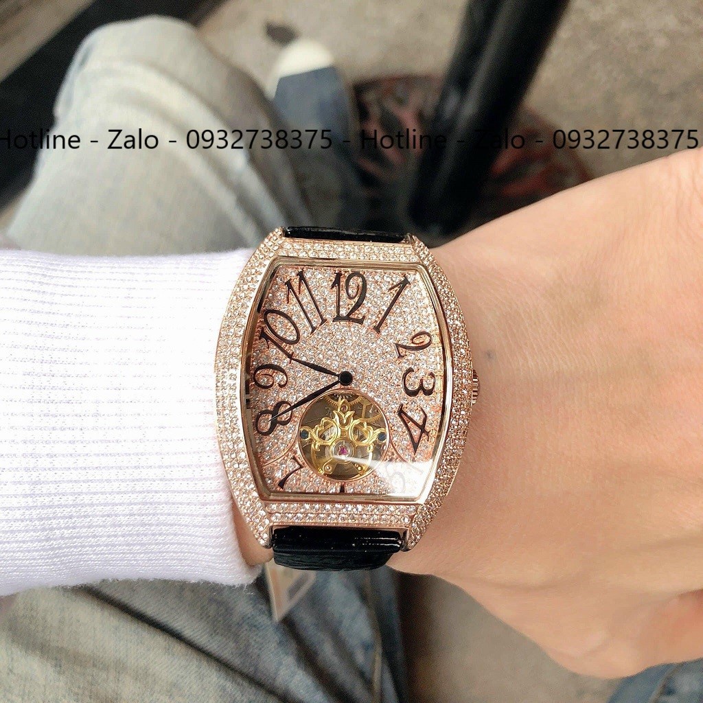 Đồng Hồ Nam Davena Automatic 31681 Dây Da Đen Rose Gold 39x52mm Chính Hãng