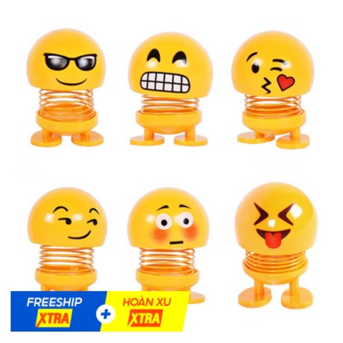 Combo 6 thú nhún Emoji lò xo ngộ nghĩnh 6 biểu cảm