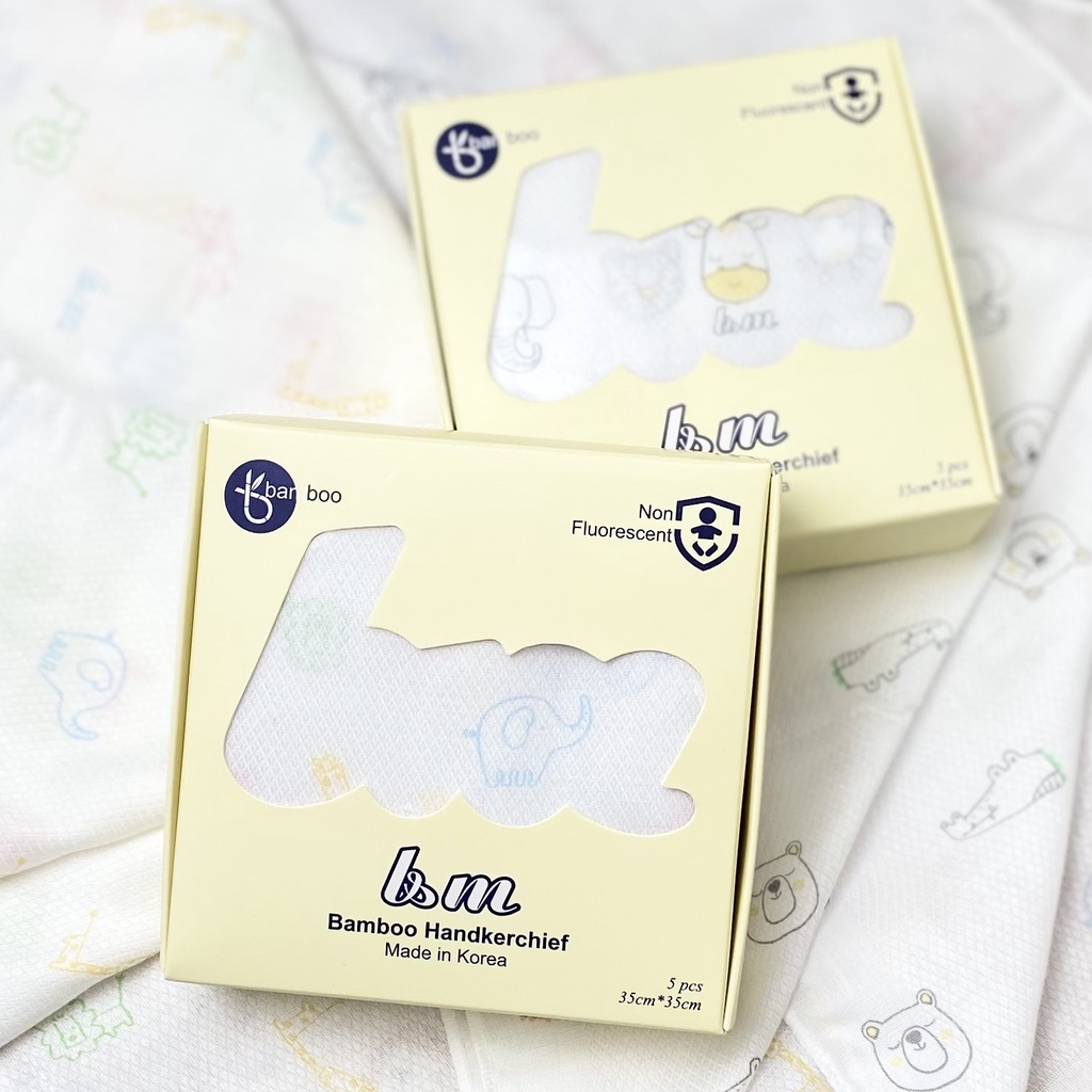 Khăn sữa sợi tre KHÔNG HUỲNH QUANG BnM Made in Korea 35 x 35cm