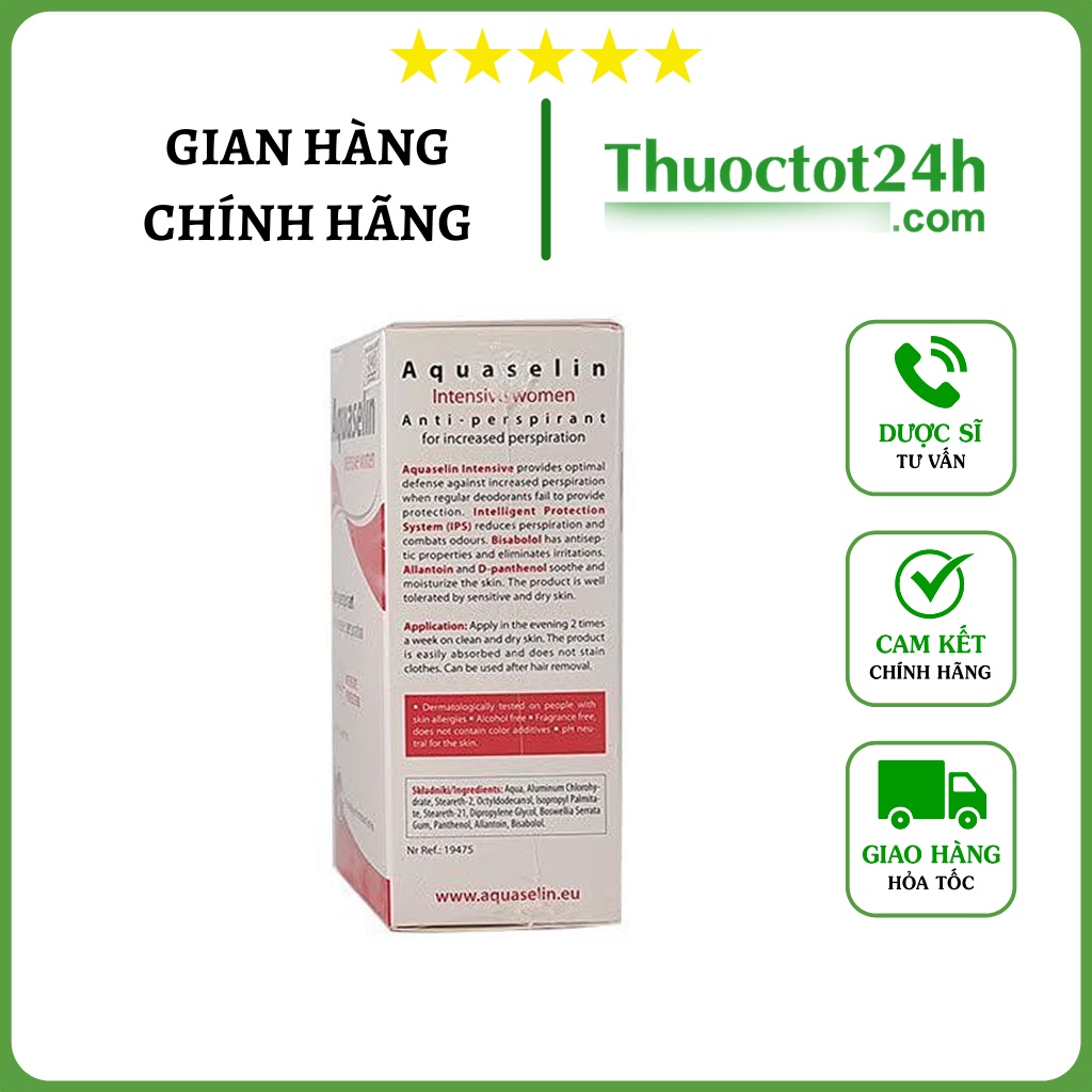 Aquaselin Intensive Women – Lăn nách cho nữ đổ mồ hôi nhiều | Lăn 50ml