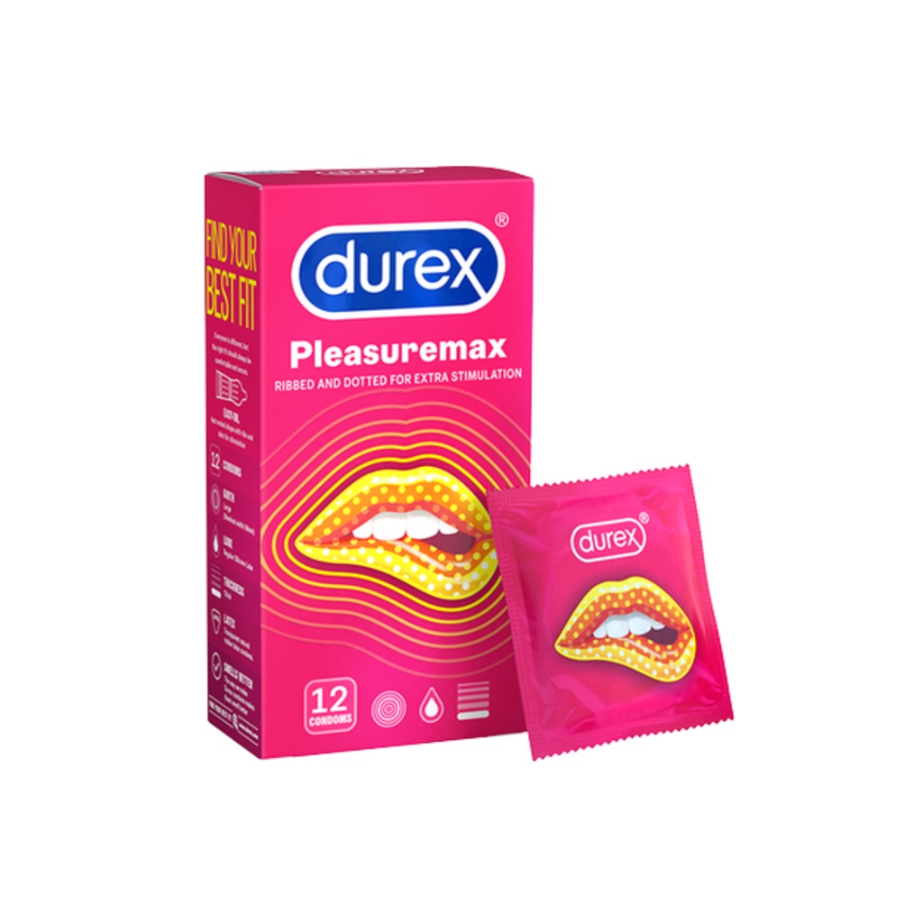 Combo 2 Hộp Bao Cao Su Durex Pleasuremax (12 Bao/ Hộp). Bao cao su gân gai, gai bi, kích thích ham muốn.