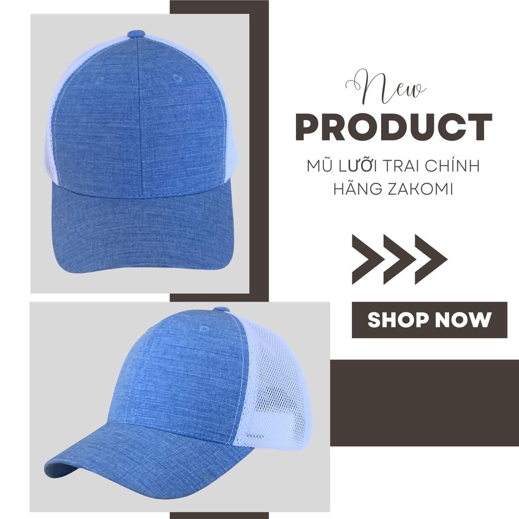 Mũ lưỡi trai unisex Zakomi, nón kết phối lưới chất liệu Cotton thoáng mát - Bảo hành 12 tháng