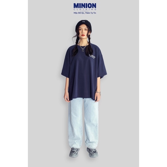 Quần jeans suông MINIONCLOTHING21 lưng cạp cao Unisex nam nữ chất jean cao cấp dày dặn đứng dáng Streetwear Q8810