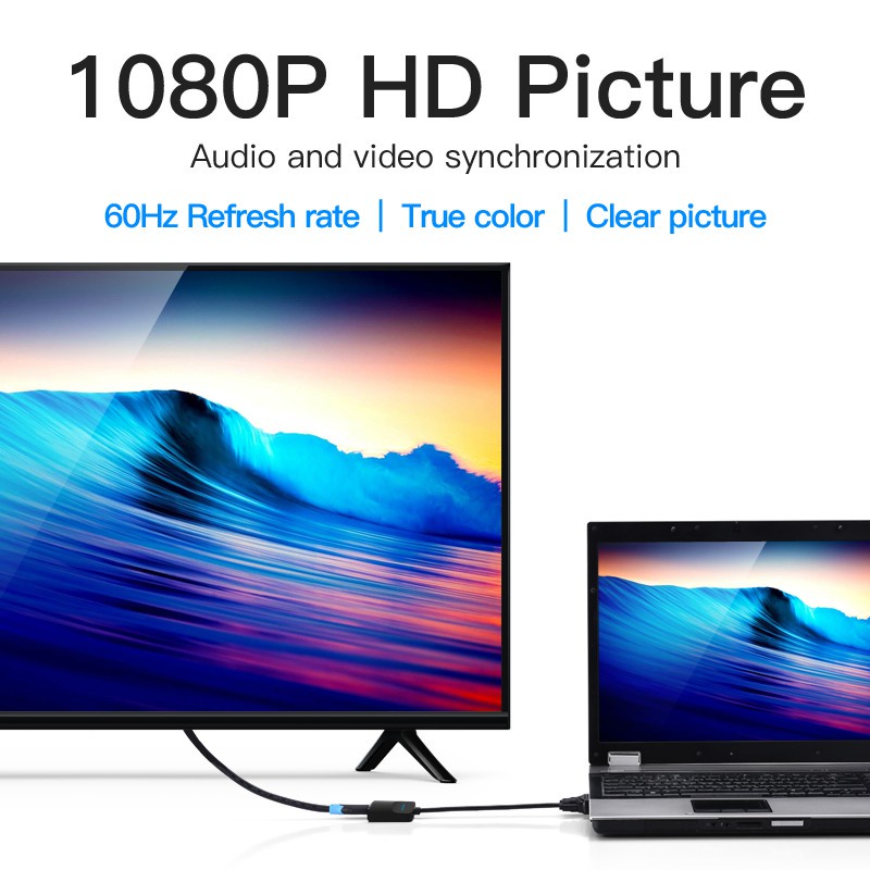 VGA to HDMI Vention HD 1080P cáp chuyển đổi tín hiệu VGA máy tính sang màn hình HDMI