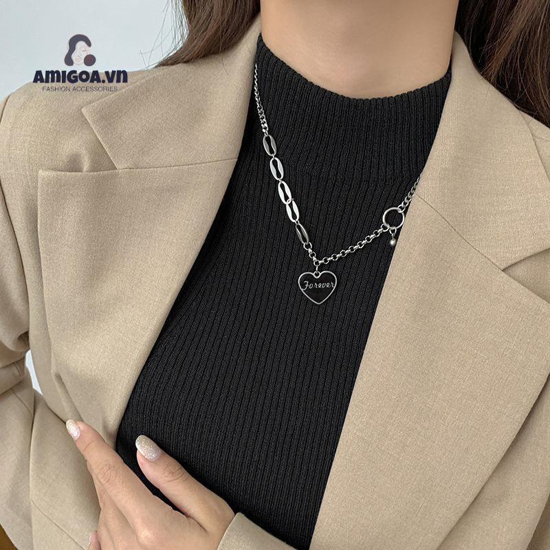 ✨✨Vòng cổ mặt trái tim đen phong cách hip hop thời trang