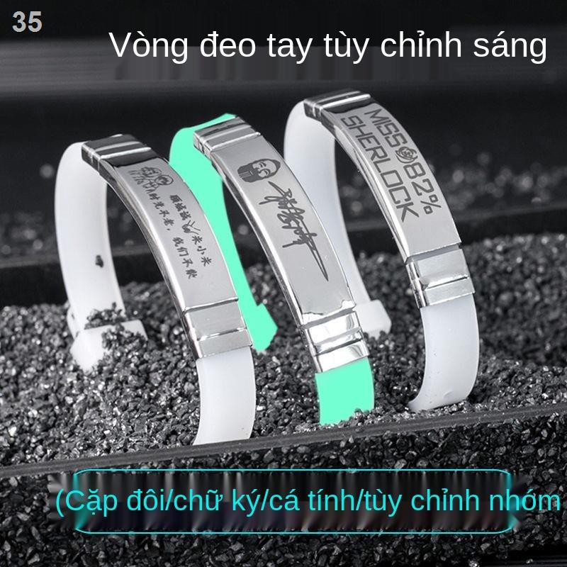 AVòng tay in chữ, cặp đôi, học sinh nam nữ, phiên bản Hàn Quốc tay, bạn gái, thép titan, quà tặng trang sức silic