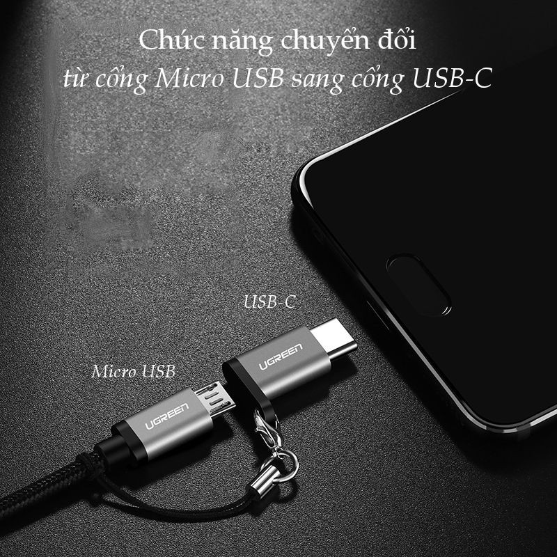 Đầu chuyển đổi Micro USB sang USB type C có hỗ trợ OTG UGREEN US278 50551