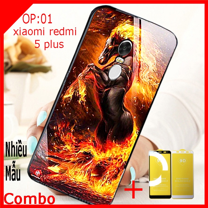 Combo Ốp lưng Kính 3D Xiaomi Redmi 5 Plus Sang trọng (TẶNG KÈM 1 kính cường lực full màn hình )