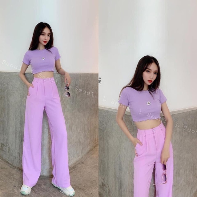 QUẦN ỐNG RỘNG NỮ CẠP KHÓA QUẦN ỐNG SUÔNG CÚC GIỮA 933