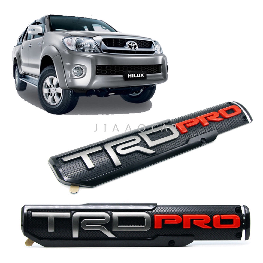 2pcs Logo Biểu tượng TRD PRO Màu đỏ bạc cho Toyota Hilux Fortuner Camry Corolla 2000 18