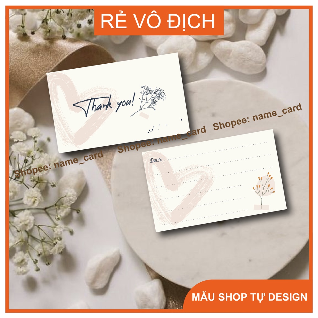 Card visit name card thank you thiệp cảm ơn giá rẻ đẹp mặt sau để trống cho shop viết tặng khách