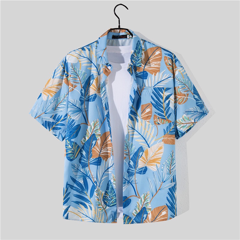 Set đồ đi biển in họa tiết phong cách Hawaii thời trang cho nam