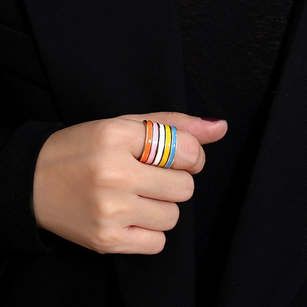 Nhẫn Tròn Họa Tiết Tranh Sơn Dầu Nhiều Màu Sắc Phong Cách Cổ Điển Cho Nữ