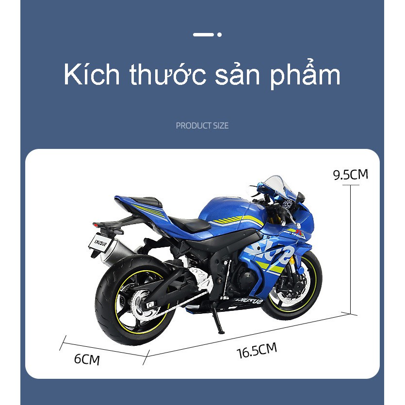 Mô hình xe Moto Suzuki GSX-R1000 tỉ lệ 1:12 đầy đủ chi tiết như thật, có đế trưng bày cực đẹp
