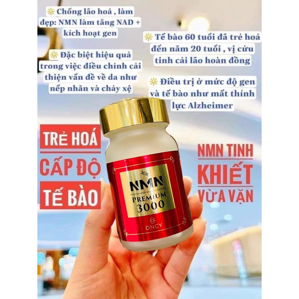 Viên Uống NMN 3000+NMN Biotin Placenta extract Collagen Hộp 60 Viên