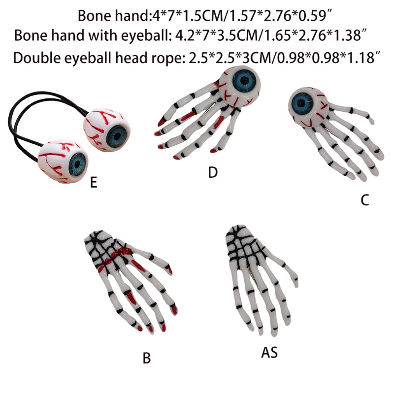 Kẹp Tóc Mỏ Vịt Hình Bộ Xương Có Quả Bóng Lông Trang Trí Halloween