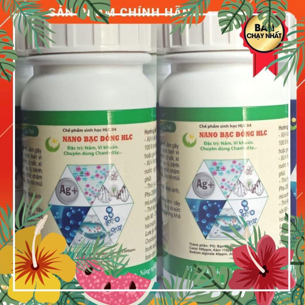 NANO BẠC ĐỒNG HLC (SINH HỌC) THUỐC TRỪ BỆNH CHO CÂY CHUYÊN ĐẶC TRỊ NẤM, VI KHUẨN GÂY HẠI CÁC LOẠI CÂY TRỒNG,... - 250ML