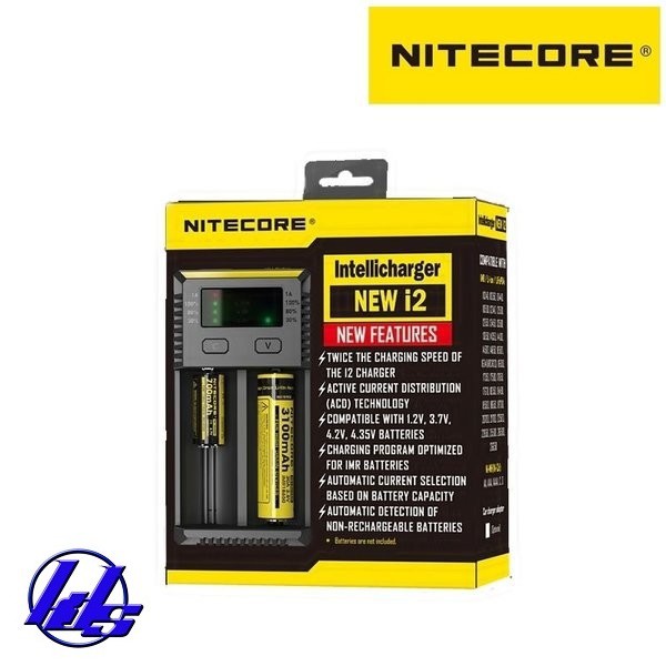 Máy sạc pin Nitecore NEW-I2 có màn hình LCD có dán tem chính hãng Nitecore - Loại không kèm pin