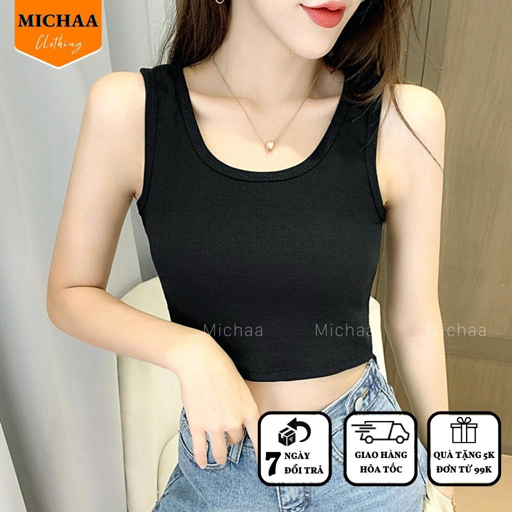 Áo Ba Lỗ Nữ Croptop SÁT NÁCH CỔ TRÒN Ôm Body Mặc Đẹp, Áo 3 Lỗ Balo Basic Ulzzang - MICHAA