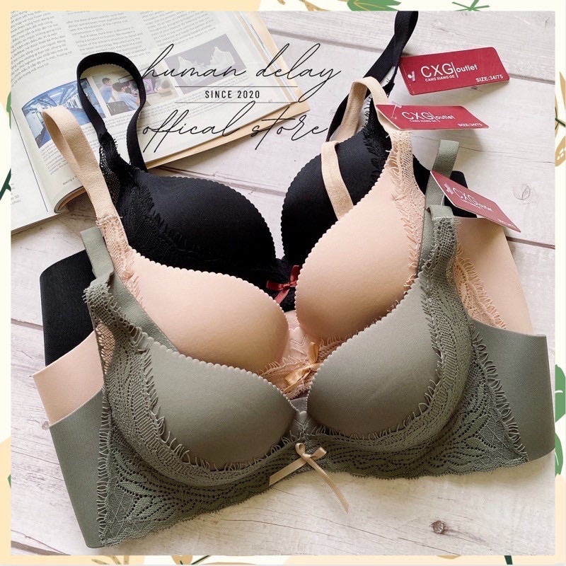 Áo lót nữ su đúc CXG áo ngực không gọng, nâng ngực, lót đệm vừa phải A61