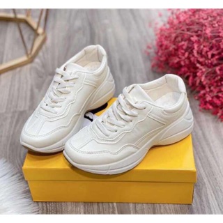 Giày thể thao kem trắng đế 5 phân siêu êm mềm
