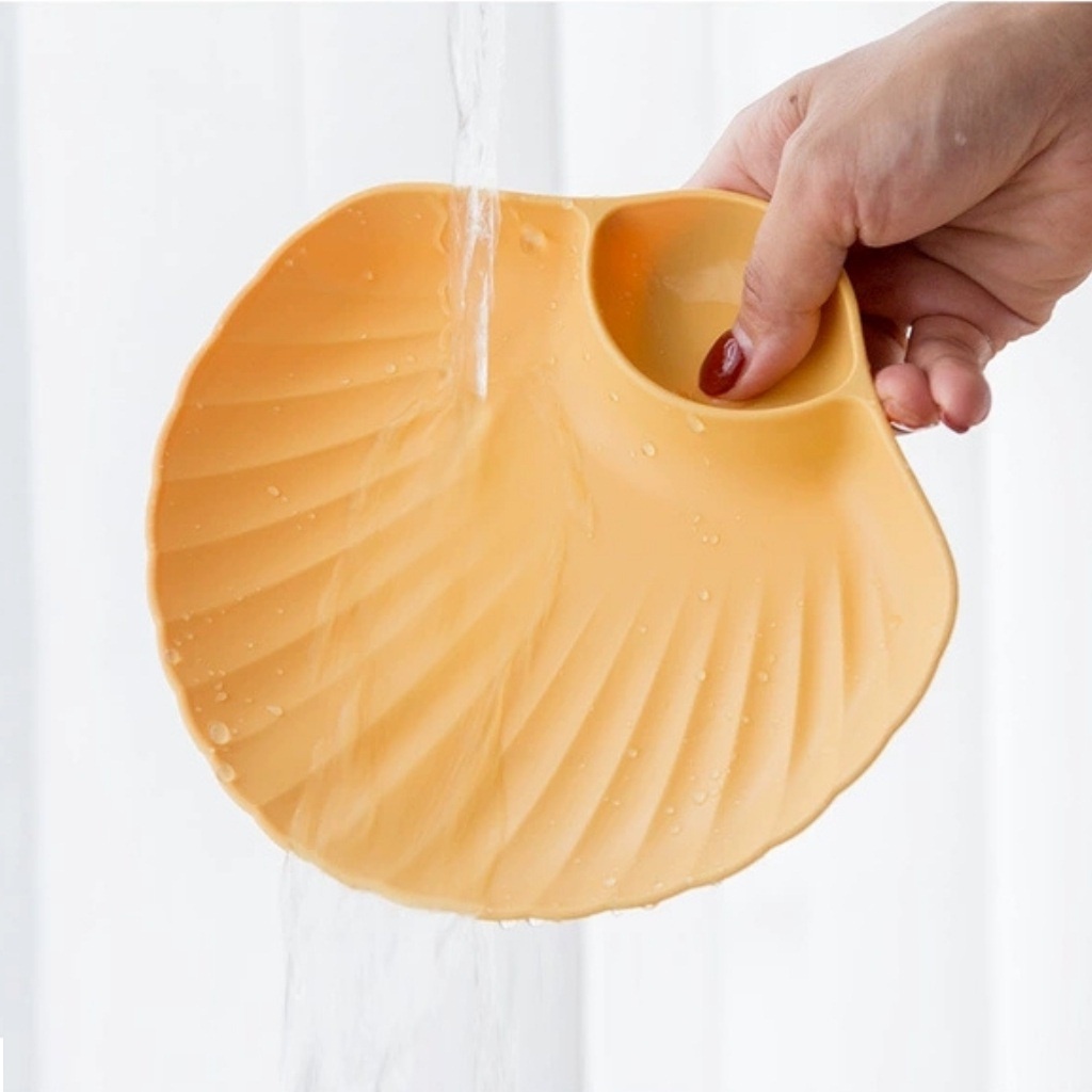 Đĩa Nhựa Đựng Cao Cấp Đựng Hoa Quả, Đồ Ăn Vặt 2 Ngăn (Đĩa Vỏ Sò)