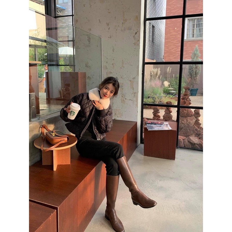 Áo Phao Đen Cổ Lông Trần Bông Siêu Ấm Hàng Đẹp✌️Ảnh Thật | BigBuy360 - bigbuy360.vn