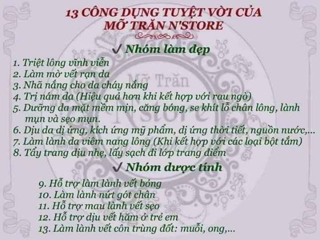 CÔNG DỤNG TẨY TRANG CỦA MỠ TRĂN