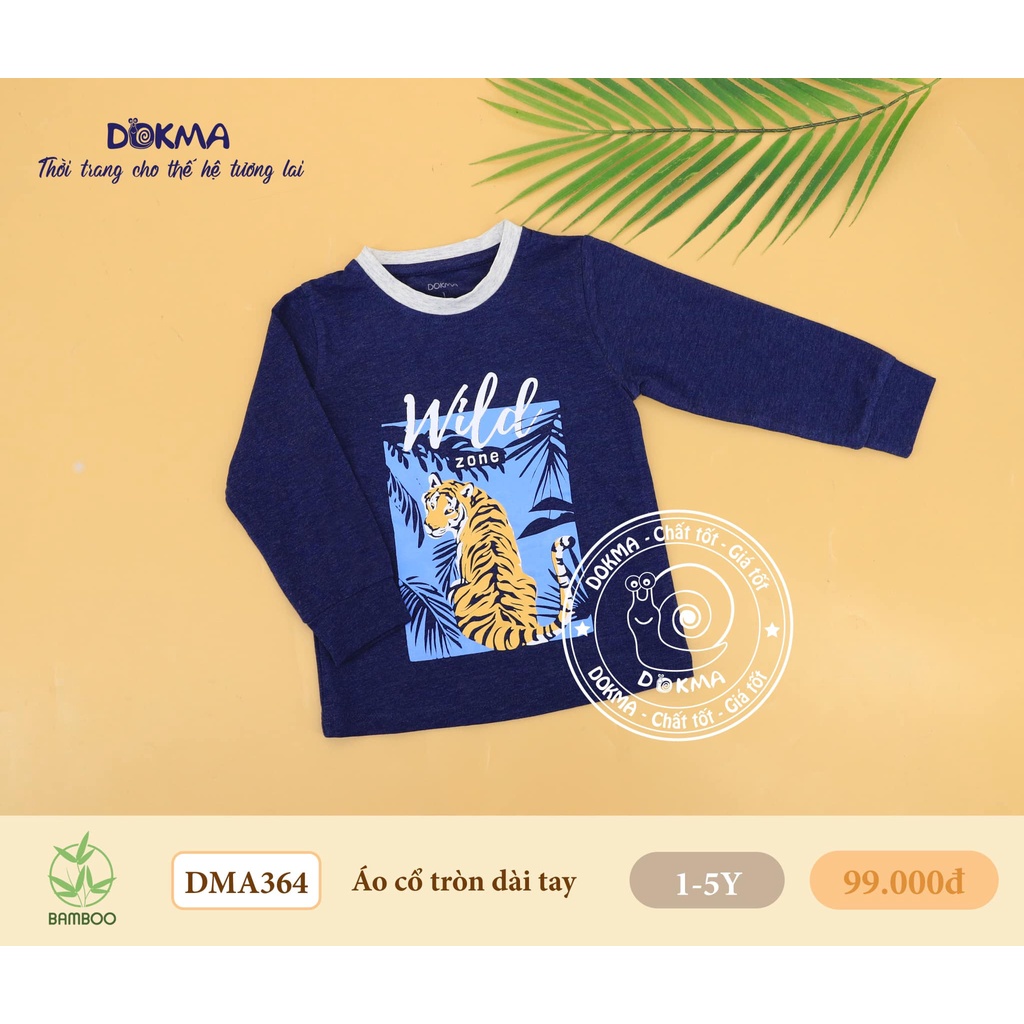 Dokma Áo dài tay cổ tròn sợi tre 1-5Y DMA364