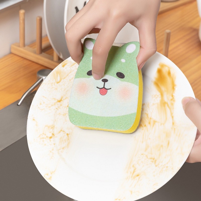 Miếng Bọt Biển Rửa Chén Hình Động Vật Hoạt Hình Thân Thiện Với Môi Trường