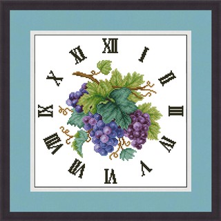 Tranh thêu chữ thập đồng hồ chùm nho - in trên vải - Xartshop dh091