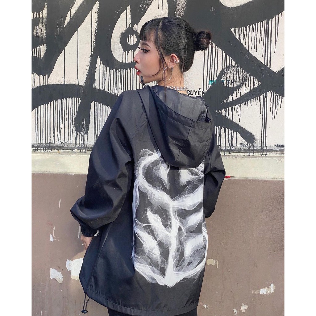 Áo Khoác Dù SWE SMOKE Dây Kéo Form Rộng Ulzzang Unisex