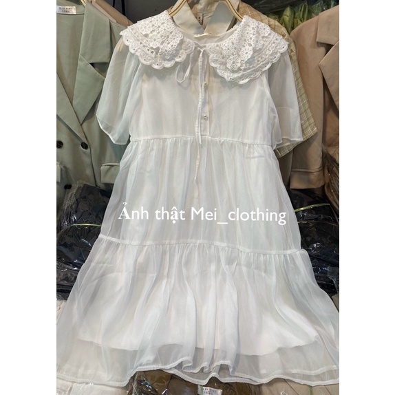 [Ảnh thật/video] Váy babydol phối cổ ren 3 tầng tiểu thư